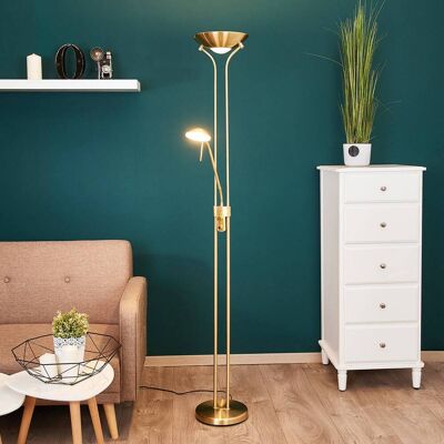 LED-uplighter vloerlamp Josefin Lindby, dimbaar, messing / goud, Woon-/ Eetkamer, metaal, Modern, LED vloerlamp LED-uplighter vloerlamp Josefin Lindby, dimbaar, messing / goud, Woon-/ Eetkamer, metaal, Modern, LED vloerlamp