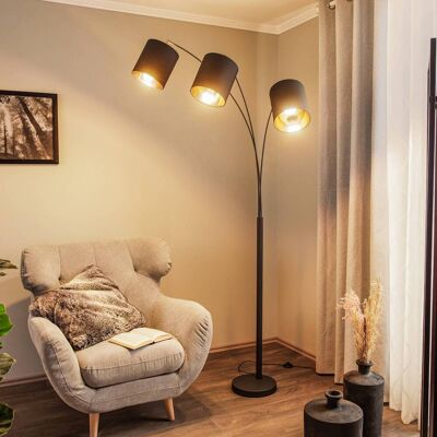 Lindby vloerlamp Nanika, zwart/goud, 202 cm, E27, 3-lamps. Nanika, zwart, Woon-/ Eetkamer, metaal, Modern, vloerlamp Lindby vloerlamp Nanika, zwart/goud, 202 cm, E27, 3-lamps. Nanika, zwart, Woon-/ Eetkamer, metaal, Modern, vloerlamp