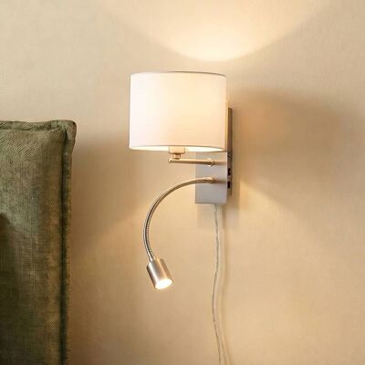 Wandlamp Florens Lindby, alu / grijs / zink, Woon-/ Eetkamer, Textiel / Stof / Zijde, Modern, Wandlamp Wandlamp Florens Lindby, alu / grijs / zink, Woon-/ Eetkamer, Textiel / Stof / Zijde, Modern, Wandlamp