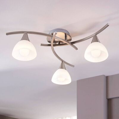Plafondlamp Della Lindby, dimbaar, alu / grijs / zink, Woon-/ Eetkamer, Glas, Modern, plafondlamp Plafondlamp Della Lindby, dimbaar, alu / grijs / zink, Woon-/ Eetkamer, Glas, Modern, plafondlamp