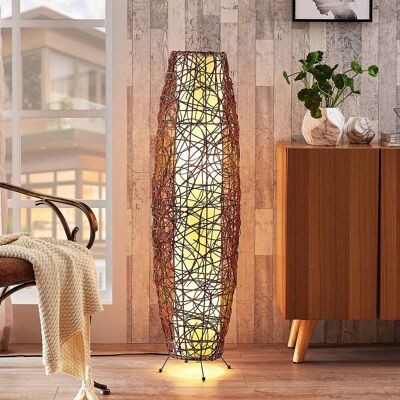 Vloerlamp Nias Lindby, bruin / roest, Woon-/ Eetkamer, Hout, Modern, vloerlamp Vloerlamp Nias Lindby, bruin / roest, Woon-/ Eetkamer, Hout, Modern, vloerlamp