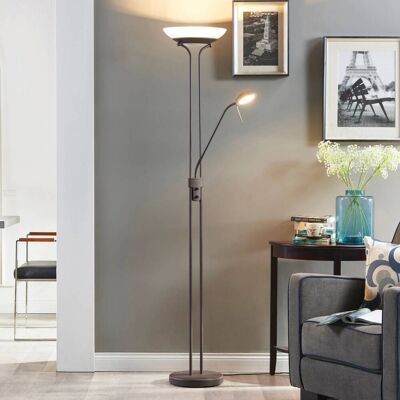 LED-uplighter vloerlamp Yveta Lindby, dimbaar, bruin / roest, Woon-/ Eetkamer, metaal, Landelijk, LED vloerlamp LED-uplighter vloerlamp Yveta Lindby, dimbaar, bruin / roest, Woon-/ Eetkamer, metaal, Landelijk, LED vloerlamp
