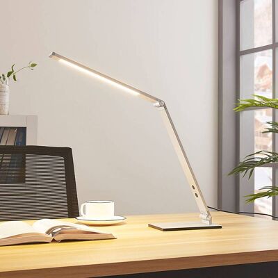 LED-bureaulamp Nicano Lucande, dimbaar, alu / grijs / zink, Werkkamer / Kantoor, Aluminium, Modern, LED bureaulamp LED-bureaulamp Nicano Lucande, dimbaar, alu / grijs / zink, Werkkamer / Kantoor, Aluminium, Modern, LED bureaulamp