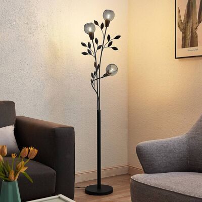 Vloerlamp Kanye Lindby, zwart, Woon-/ Eetkamer, metaal, Florentijns, vloerlamp Vloerlamp Kanye Lindby, zwart, Woon-/ Eetkamer, metaal, Florentijns, vloerlamp