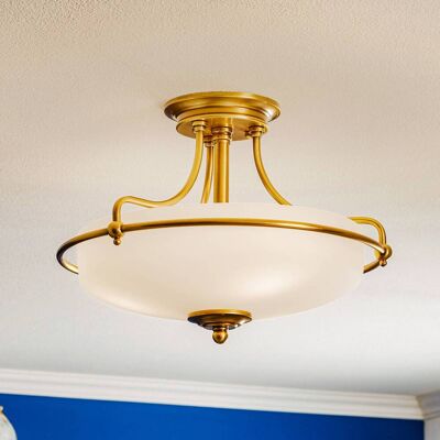 QUOIZEL Plafondlamp Griffin, dimbaar, brons / oud-messing, Woon-/ Eetkamer, metaal, Antiek, plafondlamp QUOIZEL Plafondlamp Griffin, dimbaar, brons / oud-messing, Woon-/ Eetkamer, metaal, Antiek, plafondlamp