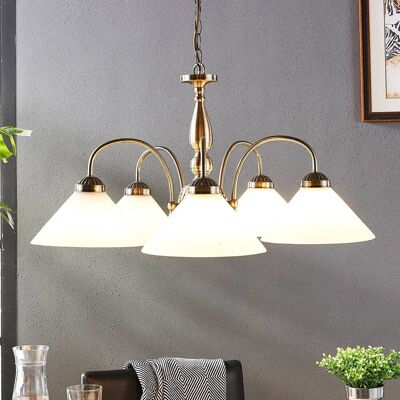Glazen hanglamp Otis Lindby, dimbaar, brons / oud-messing, Keuken, Glas, Antiek, hanglamp Glazen hanglamp Otis Lindby, dimbaar, brons / oud-messing, Keuken, Glas, Antiek, hanglamp