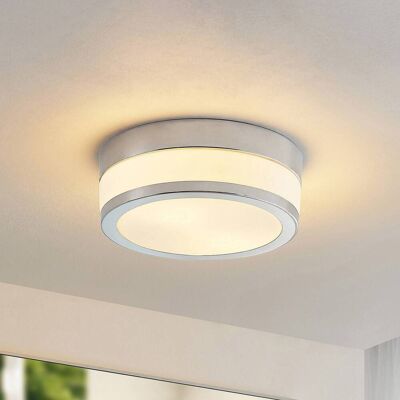 Plafondlamp Flavi Lindby, dimbaar, chroom / zilver, Badkamer, Glas, Modern, Plafondlamp badkamer Plafondlamp Flavi Lindby, dimbaar, chroom / zilver, Badkamer, Glas, Modern, Plafondlamp badkamer