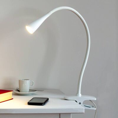 Klemlamp BARIS Lindby, wit / opaal, Werkkamer / Kantoor, metaal, Modern, Klemlamp Klemlamp BARIS Lindby, wit / opaal, Werkkamer / Kantoor, metaal, Modern, Klemlamp