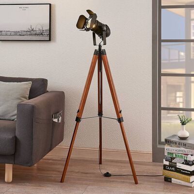 Vloerlamp Hilma Lindby, bruin / roest, Woon-/ Eetkamer, Hout, Industrieel design, vloerlamp hout Vloerlamp Hilma Lindby, bruin / roest, Woon-/ Eetkamer, Hout, Industrieel design, vloerlamp hout