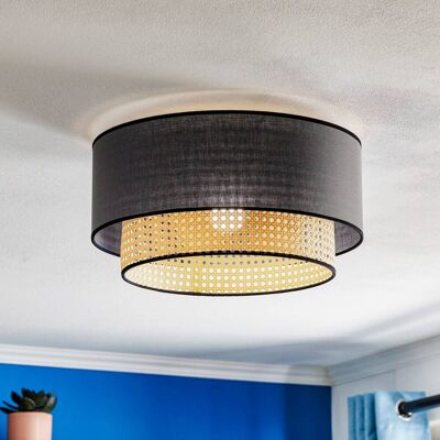 Plafondlamp Boho Duolla, dimbaar, zwart, Woon-/ Eetkamer, Textiel / Stof / Zijde, Landelijk, plafondlamp hout Plafondlamp Boho Duolla, dimbaar, zwart, Woon-/ Eetkamer, Textiel / Stof / Zijde, Landelijk, plafondlamp hout