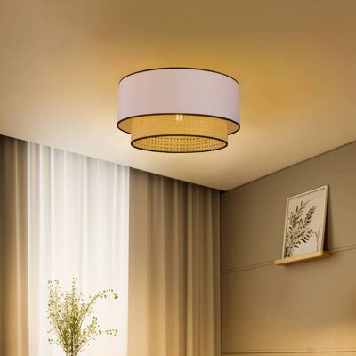 Plafondlamp Boho Duolla, dimbaar, wit / opaal, Woon-/ Eetkamer, Textiel / Stof / Zijde, Landelijk, plafondlamp hout Plafondlamp Boho Duolla, dimbaar, wit / opaal, Woon-/ Eetkamer, Textiel / Stof / Zijde, Landelijk, plafondlamp hout