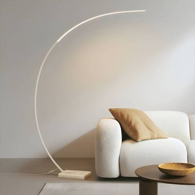 Booglamp - vloerlamp Kendra Lindby, dimbaar, wit / opaal, Woon-/ Eetkamer, metaal, Modern, booglamp Booglamp - vloerlamp Kendra Lindby, dimbaar, wit / opaal, Woon-/ Eetkamer, metaal, Modern, booglamp