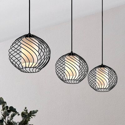Hanglamp Cedrice Lindby, dimbaar, zwart, Woon-/ Eetkamer, metaal, Vintage, hanglamp Hanglamp Cedrice Lindby, dimbaar, zwart, Woon-/ Eetkamer, metaal, Vintage, hanglamp