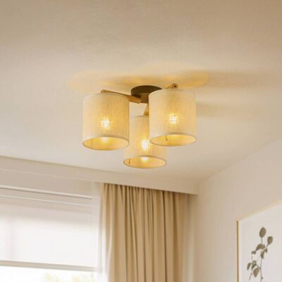 Plafondlamp Deva, textiel, 3-lamps Deva TK Lighting, dimbaar, hout licht, Woon-/ Eetkamer, Hout, Scandinavisch Plafondlamp Deva, textiel, 3-lamps Deva TK Lighting, dimbaar, hout licht, Woon-/ Eetkamer, Hout, Scandinavisch