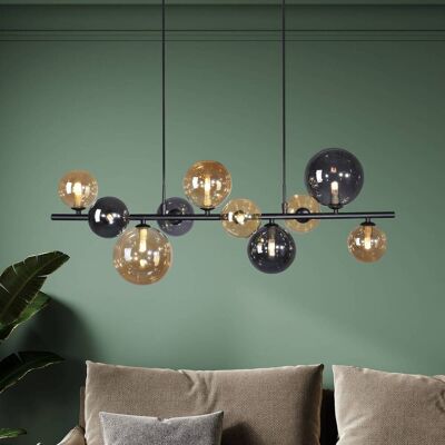 Paul Neuhaus Glazen hanglamp Popsicle, zwart, Woon-/ Eetkamer, metaal, Modern, hanglamp Paul Neuhaus Glazen hanglamp Popsicle, zwart, Woon-/ Eetkamer, metaal, Modern, hanglamp