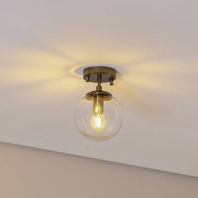 Plafondlamp Atmaca 10215 Opviq, dimbaar, brons / oud-messing, Woon-/ Eetkamer, Glas, plafondlamp Plafondlamp Atmaca 10215 Opviq, dimbaar, brons / oud-messing, Woon-/ Eetkamer, Glas, plafondlamp