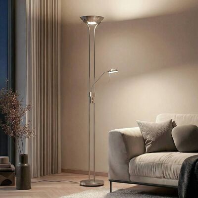 LED-uplighter vloerlamp Josefin Lindby, dimbaar, alu / grijs / zink, Woon-/ Eetkamer, metaal, Modern, LED vloerlamp LED-uplighter vloerlamp Josefin Lindby, dimbaar, alu / grijs / zink, Woon-/ Eetkamer, metaal, Modern, LED vloerlamp