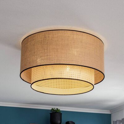 Plafondlamp Big Boho Duolla, dimbaar, hout licht, Woon-/ Eetkamer, Textiel / Stof / Zijde, Landelijk, plafondlamp hout Plafondlamp Big Boho Duolla, dimbaar, hout licht, Woon-/ Eetkamer, Textiel / Stof / Zijde, Landelijk, plafondlamp hout