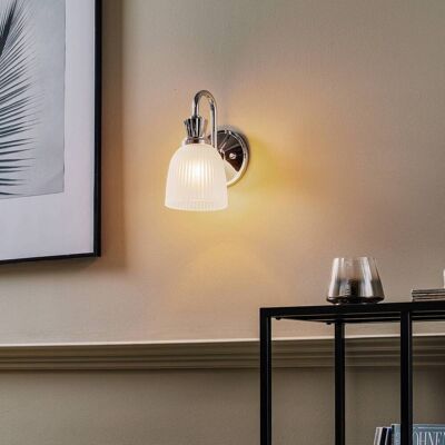 Elstead Wandlamp Cora, chroom / zilver, Badkamer, metaal, Modern, Wandlamp Elstead Wandlamp Cora, chroom / zilver, Badkamer, metaal, Modern, Wandlamp