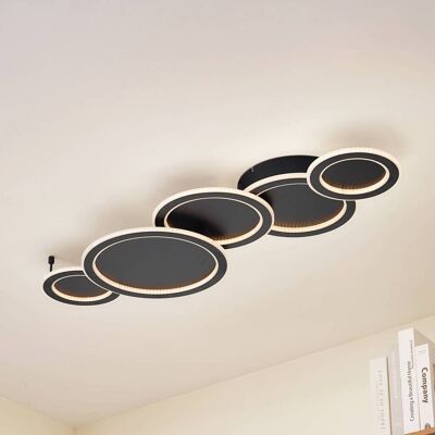 LED-plafondlamp Diala Lucande, dimbaar, zwart, Woon-/ Eetkamer, Kunststof, Modern, LED plafondlamp LED-plafondlamp Diala Lucande, dimbaar, zwart, Woon-/ Eetkamer, Kunststof, Modern, LED plafondlamp