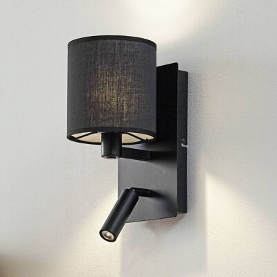 Wandlamp Aiden Lindby, dimbaar, zwart, Woon-/ Eetkamer, Textiel / Stof / Zijde, Modern, Wandlamp Wandlamp Aiden Lindby, dimbaar, zwart, Woon-/ Eetkamer, Textiel / Stof / Zijde, Modern, Wandlamp