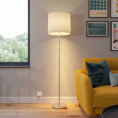 Vloerlamp Everly Lindby, wit / opaal, Woon-/ Eetkamer, Textiel / Stof / Zijde, Modern, vloerlamp Vloerlamp Everly Lindby, wit / opaal, Woon-/ Eetkamer, Textiel / Stof / Zijde, Modern, vloerlamp