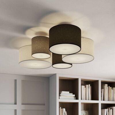 Trio Lighting Plafondlamp Hotel, dimbaar, Woon-/ Eetkamer, Textiel / Stof / Zijde, Modern, plafondlamp Trio Lighting Plafondlamp Hotel, dimbaar, Woon-/ Eetkamer, Textiel / Stof / Zijde, Modern, plafondlamp