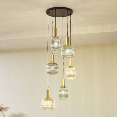 Hanglamp Doroteo Lindby, dimbaar, alu / grijs / zink, Woon-/ Eetkamer, Glas, Vintage, hanglamp Hanglamp Doroteo Lindby, dimbaar, alu / grijs / zink, Woon-/ Eetkamer, Glas, Vintage, hanglamp