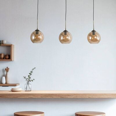 Glazen hanglamp Sofian Lindby, dimbaar, crème / amber, Woon-/ Eetkamer, Glas, Modern, hanglamp Glazen hanglamp Sofian Lindby, dimbaar, crème / amber, Woon-/ Eetkamer, Glas, Modern, hanglamp