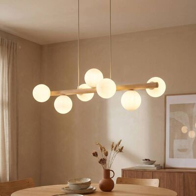 Glazen hanglamp Estera TK Lighting, dimbaar, hout licht, Woon-/ Eetkamer, Glas, hanglamp Glazen hanglamp Estera TK Lighting, dimbaar, hout licht, Woon-/ Eetkamer, Glas, hanglamp