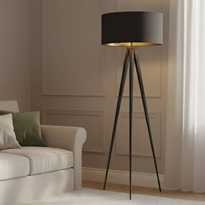 Vloerlamp Benik Lindby, zwart, Woon-/ Eetkamer, Textiel / Stof / Zijde, Modern, vloerlamp Vloerlamp Benik Lindby, zwart, Woon-/ Eetkamer, Textiel / Stof / Zijde, Modern, vloerlamp
