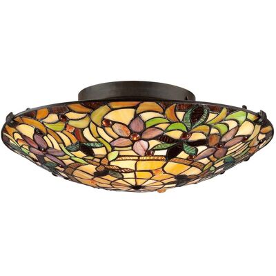 QUOIZEL Tiffany plafondlamp Kami, multicolor, Woon-/ Eetkamer, Glas, Tiffany, plafondlamp QUOIZEL Tiffany plafondlamp Kami, multicolor, Woon-/ Eetkamer, Glas, Tiffany, plafondlamp