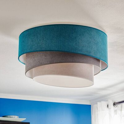 Plafondlamp Pastell Trio Duolla, dimbaar, blauw, Woon-/ Eetkamer, Textiel / Stof / Zijde, Jong wonen, plafondlamp Plafondlamp Pastell Trio Duolla, dimbaar, blauw, Woon-/ Eetkamer, Textiel / Stof / Zijde, Jong wonen, plafondlamp