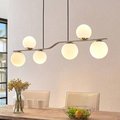 Hanglamp Avalyn Lindby, dimbaar, alu / grijs / zink, Woon-/ Eetkamer, Glas, Modern, hanglamp Hanglamp Avalyn Lindby, dimbaar, alu / grijs / zink, Woon-/ Eetkamer, Glas, Modern, hanglamp