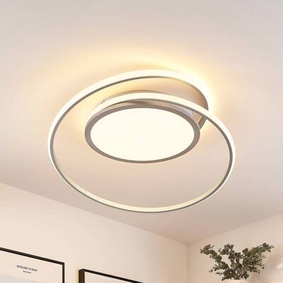 LED-plafondlamp Noud Lucande, dimbaar, alu / grijs / zink, Slaapkamer, metaal, Modern, LED plafondlamp LED-plafondlamp Noud Lucande, dimbaar, alu / grijs / zink, Slaapkamer, metaal, Modern, LED plafondlamp