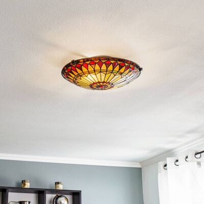 Elstead Tiffany plafondlamp West End, dimbaar, multicolor, Woon-/ Eetkamer, metaal, Tiffany, plafondlamp Elstead Tiffany plafondlamp West End, dimbaar, multicolor, Woon-/ Eetkamer, metaal, Tiffany, plafondlamp