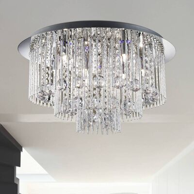 Searchlight Plafondlamp kristal Beatrix, chroom / zilver, Woon-/ Eetkamer, metaal, plafondlamp Searchlight Plafondlamp kristal Beatrix, chroom / zilver, Woon-/ Eetkamer, metaal, plafondlamp