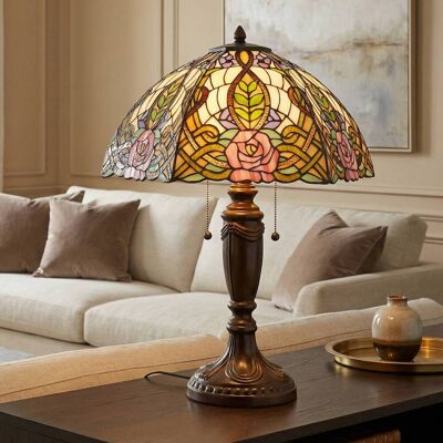 Clayre&Eef Tiffany tafellamp EDEN, multicolor, Woon-/ Eetkamer, Glas, Tiffany, tafellamp Clayre&Eef Tiffany tafellamp EDEN, multicolor, Woon-/ Eetkamer, Glas, Tiffany, tafellamp