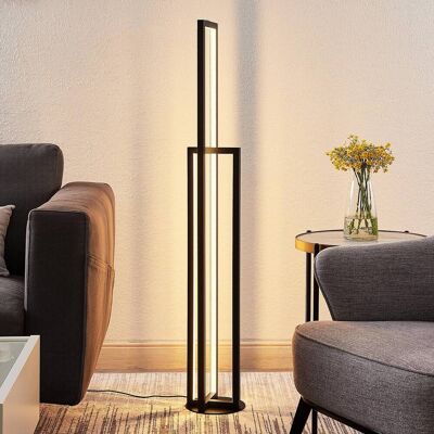 LED-vloerlamp Hylda Lucande, dimbaar, zwart, Woon-/ Eetkamer, Aluminium, Modern, LED vloerlamp LED-vloerlamp Hylda Lucande, dimbaar, zwart, Woon-/ Eetkamer, Aluminium, Modern, LED vloerlamp