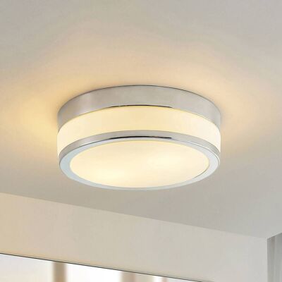 Plafondlamp Flavi Lindby, dimbaar, chroom / zilver, Badkamer, Glas, Modern, Plafondlamp badkamer Plafondlamp Flavi Lindby, dimbaar, chroom / zilver, Badkamer, Glas, Modern, Plafondlamp badkamer