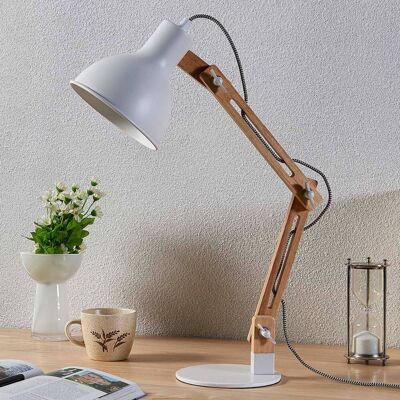 Bureaulamp Shivanja Lindby, hout licht, Werkkamer / Kantoor, Hout, Modern, bureaulamp Bureaulamp Shivanja Lindby, hout licht, Werkkamer / Kantoor, Hout, Modern, bureaulamp