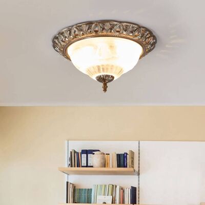 Searchlight Plafondlamp Teresa, dimbaar, brons / oud-messing, Woon-/ Eetkamer, Glas, Antiek, plafondlamp Searchlight Plafondlamp Teresa, dimbaar, brons / oud-messing, Woon-/ Eetkamer, Glas, Antiek, plafondlamp