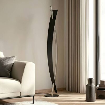 LED-vloerlamp Marija Lucande, dimbaar, zwart, Woon-/ Eetkamer, metaal, Modern, LED vloerlamp LED-vloerlamp Marija Lucande, dimbaar, zwart, Woon-/ Eetkamer, metaal, Modern, LED vloerlamp