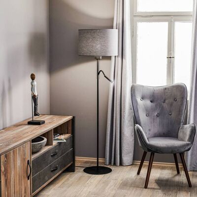 Euluna Vloerlamp Hotel Plus Nowodvorski Lighting, alu / grijs / zink, Woon-/ Eetkamer, Textiel / Stof / Zijde, Modern, vloerlamp Euluna Vloerlamp Hotel Plus Nowodvorski Lighting, alu / grijs / zink, Woon-/ Eetkamer, Textiel / Stof / Zijde, Modern, vloerlamp