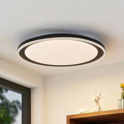 LED-plafondlamp Verdan Lindby, dimbaar, zwart, Woon-/ Eetkamer, metaal, Modern, LED plafondlamp LED-plafondlamp Verdan Lindby, dimbaar, zwart, Woon-/ Eetkamer, metaal, Modern, LED plafondlamp
