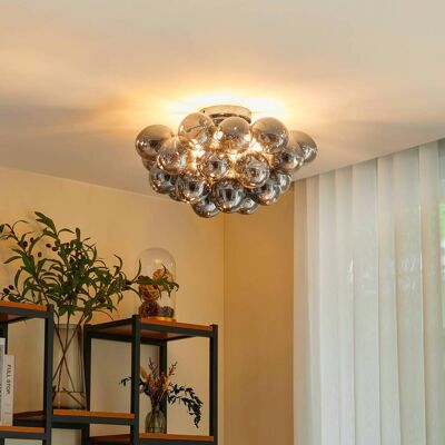 Plafondlamp Diborah Lucande, dimbaar, alu / grijs / zink, Woon-/ Eetkamer, Glas, Design, plafondlamp Plafondlamp Diborah Lucande, dimbaar, alu / grijs / zink, Woon-/ Eetkamer, Glas, Design, plafondlamp