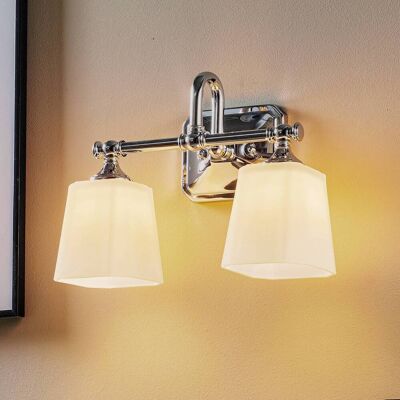 FEISS Wandlamp Concord, dimbaar, chroom / zilver, Badkamer, Glas, Wandlamp FEISS Wandlamp Concord, dimbaar, chroom / zilver, Badkamer, Glas, Wandlamp