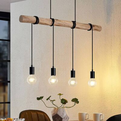 Hanglamp Ferris Lindby, dimbaar, hout licht, Woon-/ Eetkamer, metaal, Vintage, Hanglamp Hanglamp Ferris Lindby, dimbaar, hout licht, Woon-/ Eetkamer, metaal, Vintage, Hanglamp