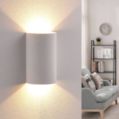 LED-wandlamp Jenke Lindby, wit / opaal, Woon-/ Eetkamer, Gips / Klei, Modern, LED wandlamp LED-wandlamp Jenke Lindby, wit / opaal, Woon-/ Eetkamer, Gips / Klei, Modern, LED wandlamp