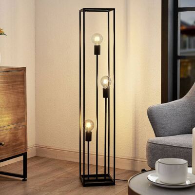 Vloerlamp Krisha Lindby, zwart, Woon-/ Eetkamer, metaal, Vintage, vloerlamp Vloerlamp Krisha Lindby, zwart, Woon-/ Eetkamer, metaal, Vintage, vloerlamp